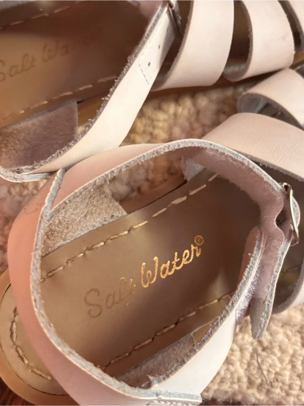 Salt Water Girl’s white leather sandals size US 12